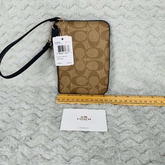 NWT Coach Signature PVC & Leather Small Wristlet in Midnight - Picture 8 of 10